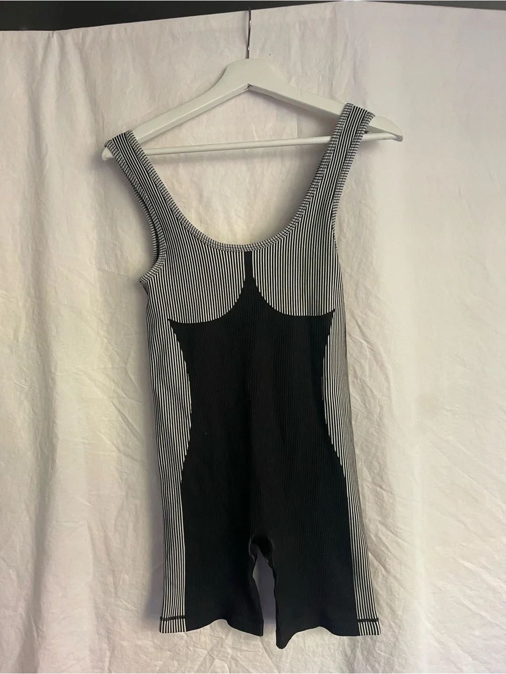 Activewear Sculpting Striped One Piece Bodysuit Size S Sporty Yoga Athletic
